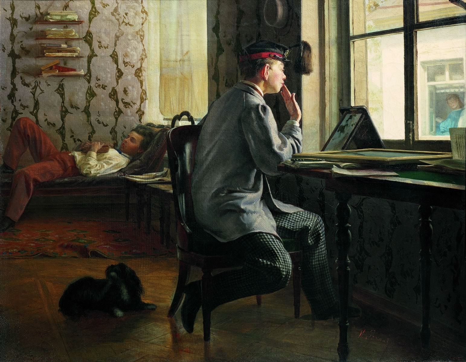 И. Е. Репин — Приготовление к экзамену, 1864